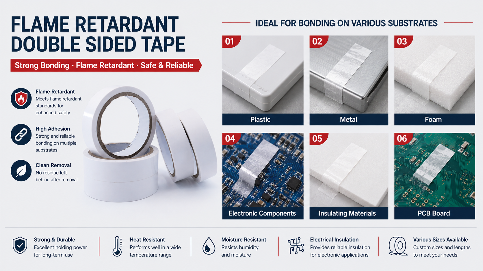 Suitable substrates for Flame Retardant Double Sided Tape