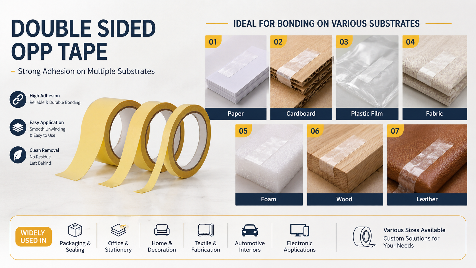 Suitable substrates for Double Sided OPP Tape